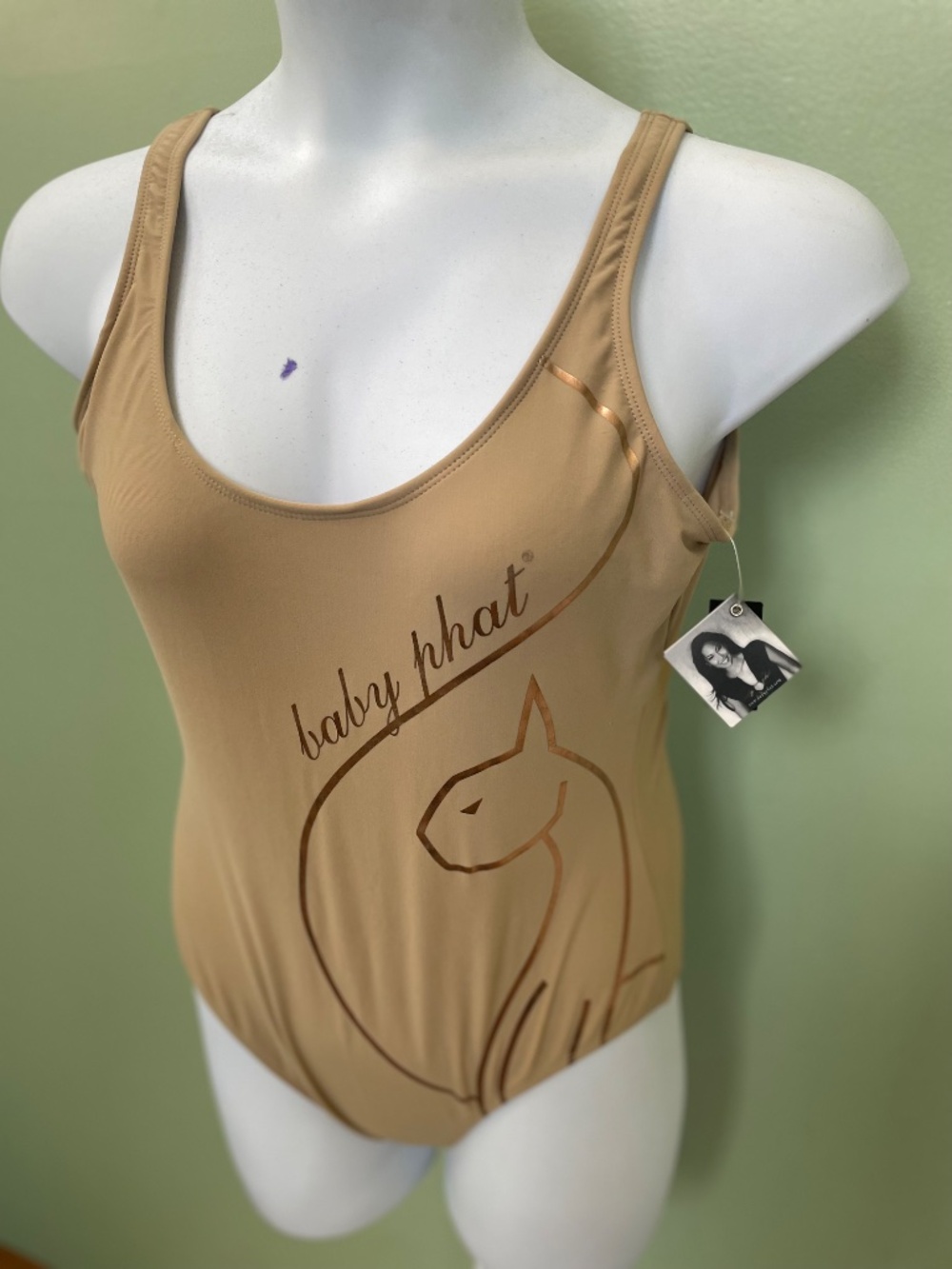 Baby Phat Women's One Piece Swimsuit Golden Camel Metallic Logo Y2K NWT L